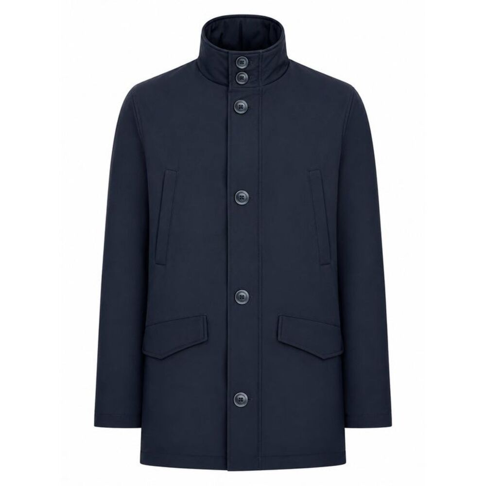 Herno Men Technical Fabric Coat With High Collar And Buttons